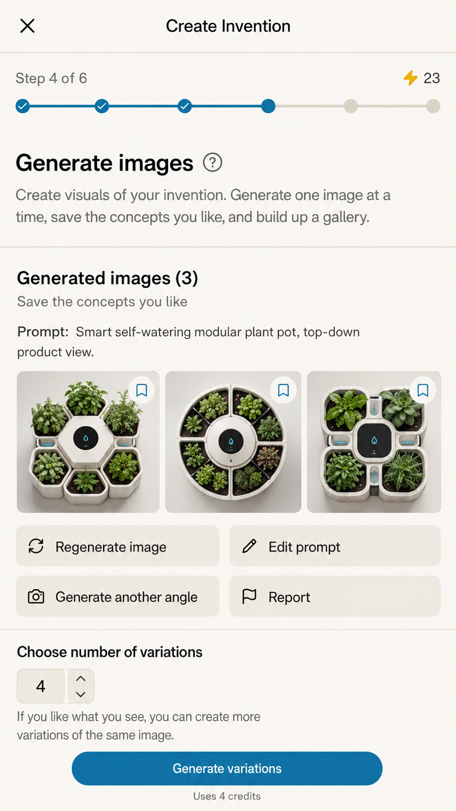 Visual concepts screen